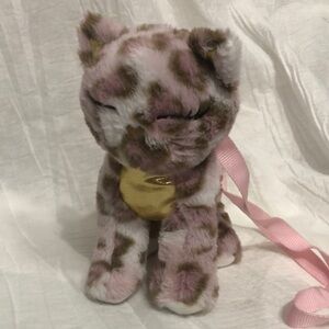 Plush Pink and Brown Leopard Cat Bag